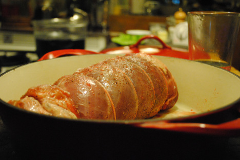 Beautiful boneless ham about to be roasted